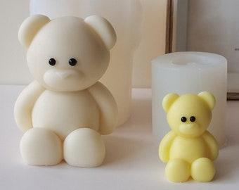 3D Bear Candle Mold Animal Silicone Mold Concrete Cement Plaster Ornament Epoxy Resin Mold Cake Fondant Chocolate Mold