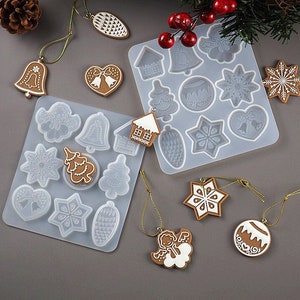 Christmas Ornament Pendant Keychain Mold, Snow Flake/Gingle Bell/Christmas Tree/Bauble Silicone Mold, Epoxy Resin Mold