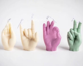 Hand Gesture Silicone Mold, Peace/OK/Victory Hand Sign Candle Mold, Gypsum Mold, Plaster Mold