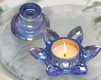 Lotus Flower Tea Light Holder Molde de silicona para resina, anillo de baratijas joyería plato molde, resina epoxi molde, resina de resina moldes artesanales, bricolaje decoración del hogar