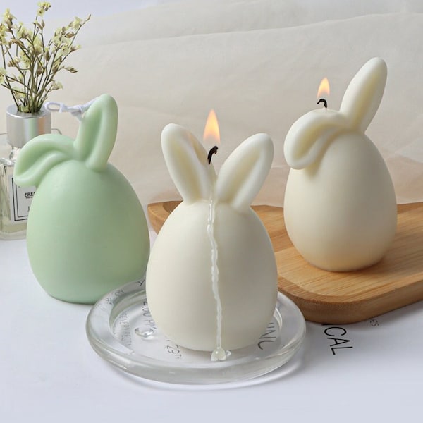 Easter Rabbit Silicone Candle Mold, Cute Bunny Soap Cake Fondant Mold, Egg Mold Concrete Cement Mold