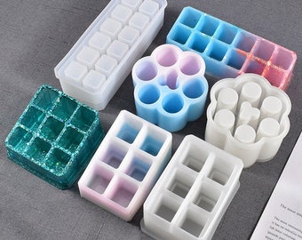 Makeup Organizer Resin Mold, Lipstick Holder Silicone Mold,Resin Lipstick Organizer Mold, Brush Organizer Mold, Pencil Makeup Holder Mold