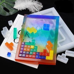 Tetris Resin Mold, Big Rolling Tray Silicone Mold, Rectangle Tray Mold, Tea Tray Mold, Trinket Dish Mold, Vanity Tray Mold, DIY Resin Art