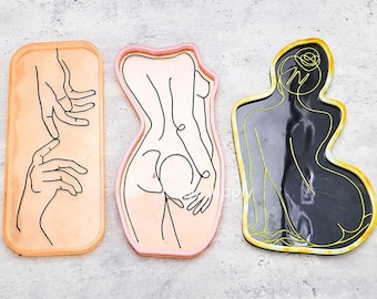 Goddess Jewelry Tray Silicone Mold, Touching Hand Trinket Dish Mold, Women Body Torso Plate Mold, Epoxy Mold, Plaster Mold, Resin Craft Mold