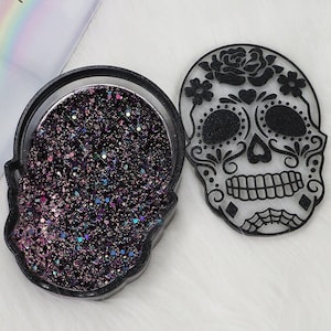 Halloween Sugar Skull Jewelry Storage Box Silicone Mold, Middle Finger Skeleton Jewelry Trinket Tray Plate Mold, Resin Craft Mold