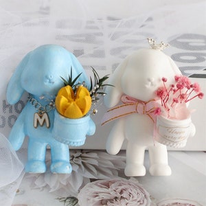 Leuke Konijn Siliconen Mal, Paashaas BetonCement Gips Gips Cake Fondant Kaars Mold