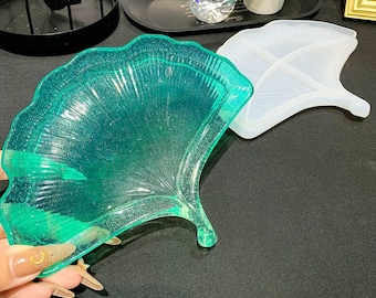 Ginkgo Hoja Bandeja Molde de silicona, Joyería almacenamiento Baratijas Plato Molde, Molde Epoxi, Resina Molde Artesanal, Bricolaje Decoración para el hogar
