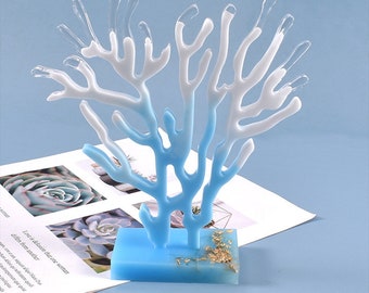 Molde de silicona para coral, molde de resina de coral con forma de abanico de mar, molde para adornos de coral, molde de resina epoxi, decoración de playa, decoración del hogar, moldes de resina para arte