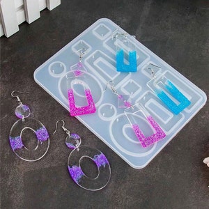 Rectangle Earring Mold, Silicone Geometric Earring Mold, Circle Earring Resin Mold, Resin Jewelry Mold, Jewelry Making Mold