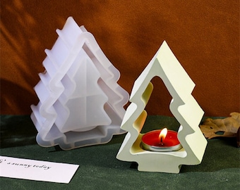 Christmas Tree Tealight Holder Mold Concrete Tree Candle Holder Mold Cement Mold Raysin Mould Resin Mold Casting Mold DIY Home Decoration
