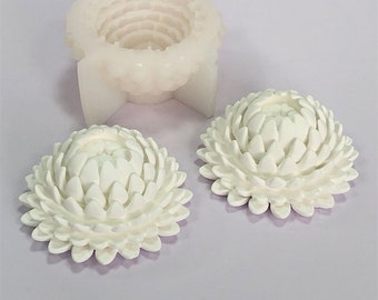 Lotus Silicone Mold 3D Flower Candle Mold Concrete Fondant Cake Plaster Resin Craft Mold Casting Mold