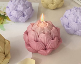 3D Lotus Silicone Candle Mold Flower Scented Candle Mold Resin Mold Plaster Mold Concrete Mold Casting Mold
