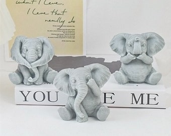 Lindo molde de silicona elefante, molde de animales 3D, molde de resina epoxi, molde de vela, molde fondant, molde de hormigón, molde de fundición