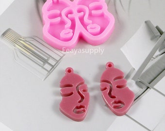 Woman Face Earring Resin Mold, Abstract Face Silicone Mold, Epoxy Resin Mold, Jewelry Making Mold