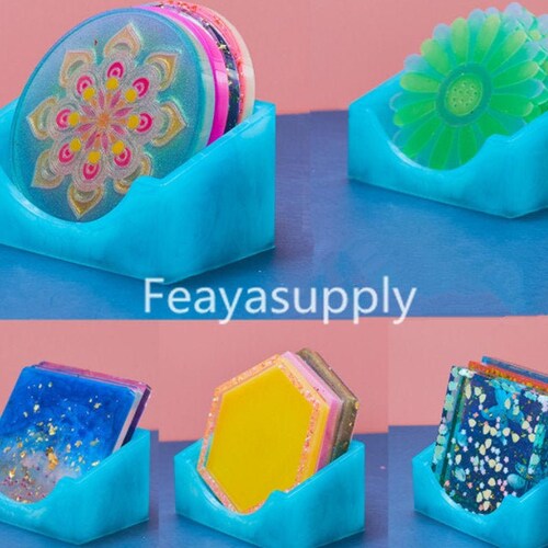 Coaster and Holder Resin Mold Silicone Round Coaster and Etsy