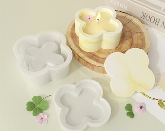 Flower Candle Jar Mold Concrete Candle Vessle Mold with Lid Resin Cement Candle Holder Mold Jewelry Trinket Box Mold Silicone Casting Mold