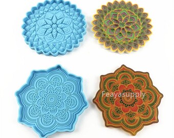 Mandala Flower Coaster Silicone Mold, Resin Craft Molds
