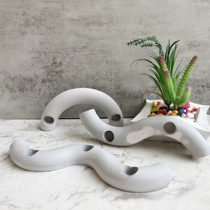 Wavy Candlestick Holder Concrete Mold, Nordic Style Minimal Candle Holder Silicone Mold, Epoxy Resin Mold, DIY Home Decor