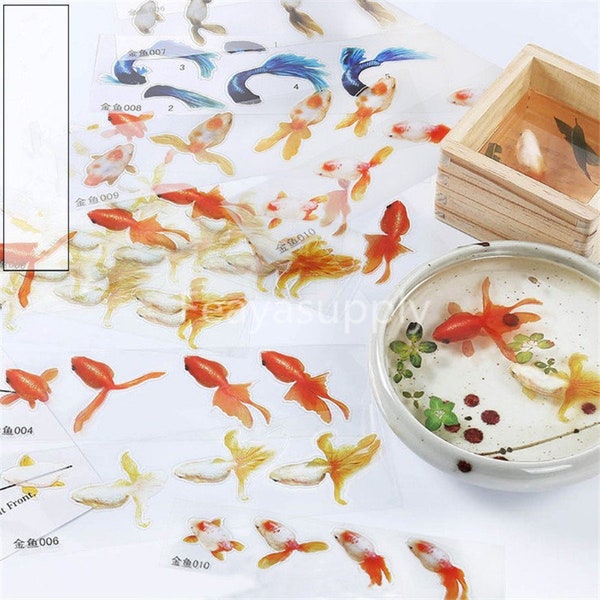 Fish Sticker, Goldfish Sticker for Resin Mold, Resin Art