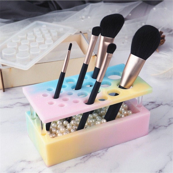 Makeup Brush Holder Mold, Makeup Brush Organizer Silicone Mold, Paint Brush Holder Resin Mold, Pencil Holder Mold