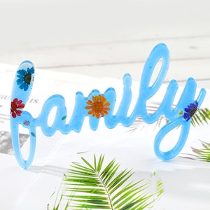 Molde de signo de carta familiar, molde de resina word sign, moldes de decoración de pared de silicona, molde de signos de bienvenida, decoración diy hogar