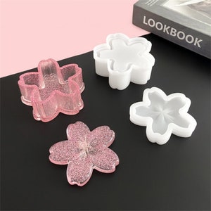 Concrete Sakura Candle Jar Mold Flower Shape Jewelry Box Resin Mold Candle Holder Vessel Container Mold Plaster Mold Casting Mold