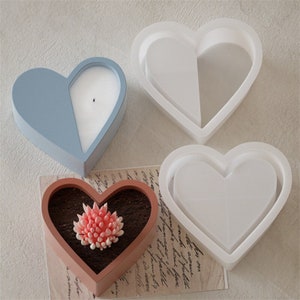 Heart Shape Candle Vessel Mold Concrete Candle Jar Mold Cement Candle Holder Mold Plaster Mold Resin Mold Planter Mold, DIY Home Decoration