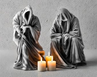 3D Grim Reaper Candle Mold, Halloween Gothic Spooky Silicone Scented Candle Mold