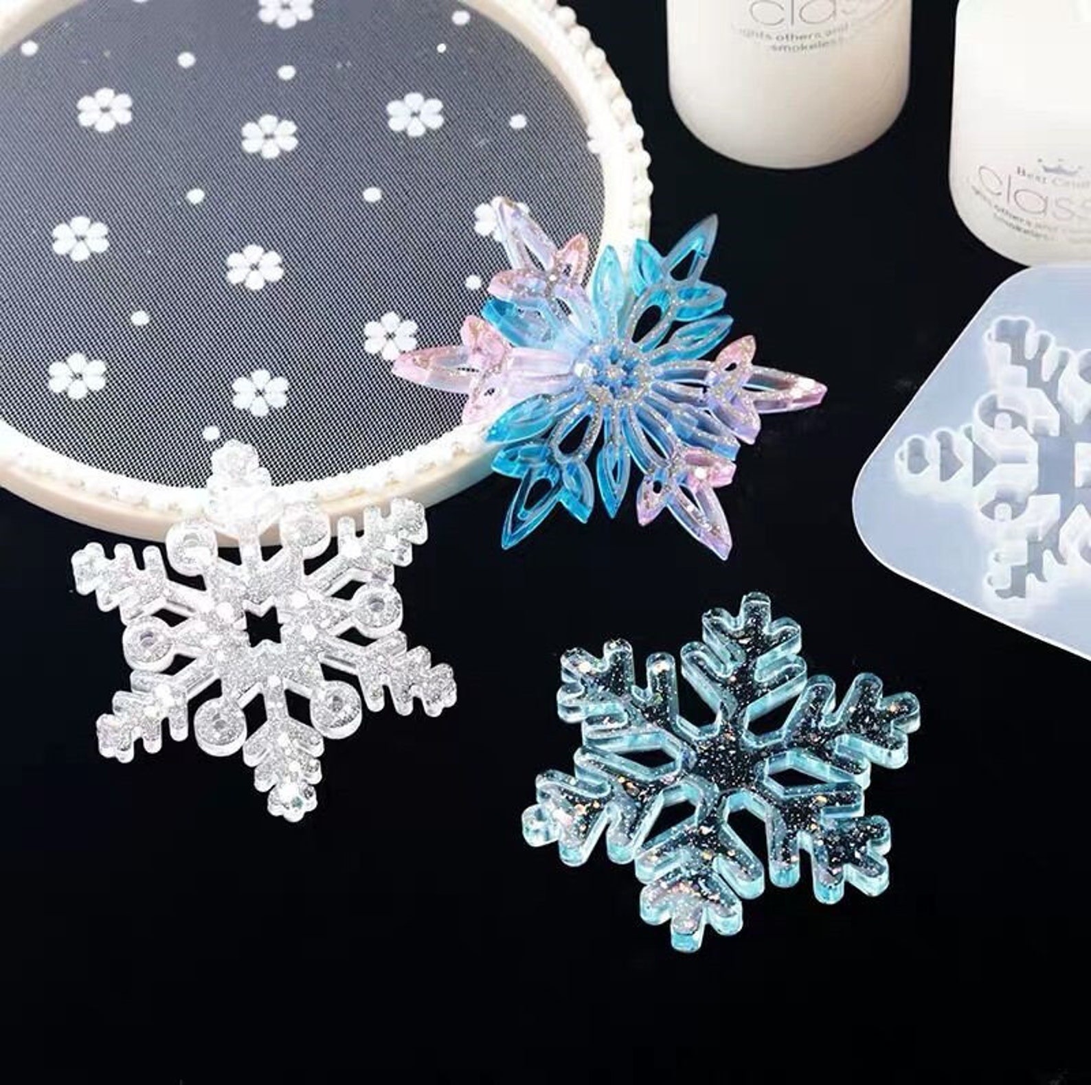 Snowflake Resin Mold Christmas Snowflake Ornament Silicone - Etsy