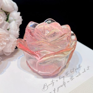 Rose Flower Box with Lid Resin Mold Concrete Flower Shape Candle Vessel Mold Candle Holder Mold Candle Jar Mold