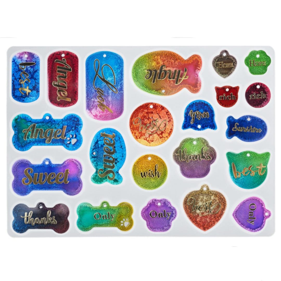 Pet ID Tag Silicone Mold for Resin Dog Bone Cat Paw Heart Etsy