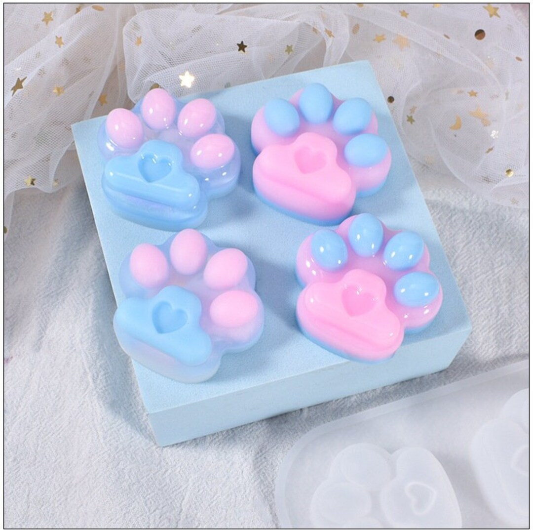 Heart with paw Keychain Mold Silicone Resin Mould DIY Handmade