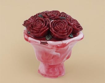 Rose Candle Jar Silicone Mold, Resin Trinket Box Mold Plaster Mold Jesmonite Mold