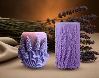 Lavender Candle Mold, Aesthetic Flower Scented Candle Mold, Floral Sculptural Candle Mold, Cylinder Candle Mold