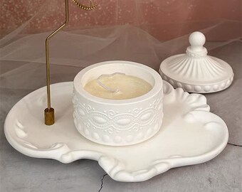 Concrete Candle Vessel Mold Cement Candle Holder Mold Resin Jar Mold with Lid Planter Pot Mold DIY Home Decor