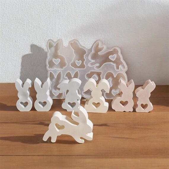 Acquista Coppia Coniglietto Pasquale Ornamento Coniglio Stampo Cemento Gesso Colata Stampo in Silicone San Valentino Amore Stampi Coniglio Decorazione Casa in Italia a partire da 1.86