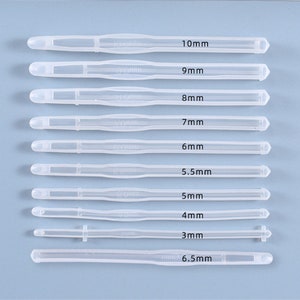 May include: Set of ten clear plastic tubes with different lengths, ranging from 3 mm to 10 mm. Each tube is labeled with its corresponding measurement in millimeters.