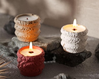 Rough Surface Candle Vessel Silicone Mold Concrete Candle Holder Mold Plaster Mold Jesmonite Mold Resin Mold Casting Mold