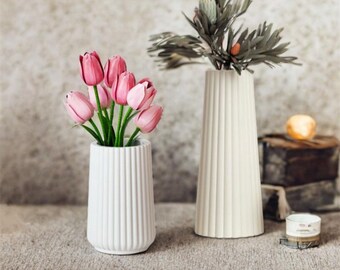 Striped Vase Silicone Mold, Tall Flower Vase Concrete Mold, Large Vase Resin Mold Plaster Mold Jesmonite Mold