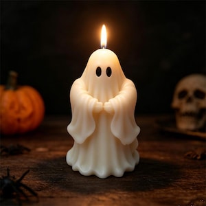 Molde de fantasma 3D, molde de silicona escultórico de fantasma de Halloween para velas, molde de resina de yeso de fantasma otoñal espeluznante, molde Raysin, decoración del hogar DIY