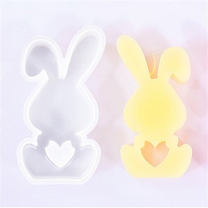 Easter Bunny Silicone Mold, Bunny Candle Mold Cute Rabbit Concrete Mold Epoxy Resin Mold, Silicone Casting Mold