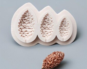 Molde de silicone para pinha de 3 tamanhos, molde de argila polimérica para pinha de Natal, molde de fondant, molde de chocolate, molde de resina epóxi