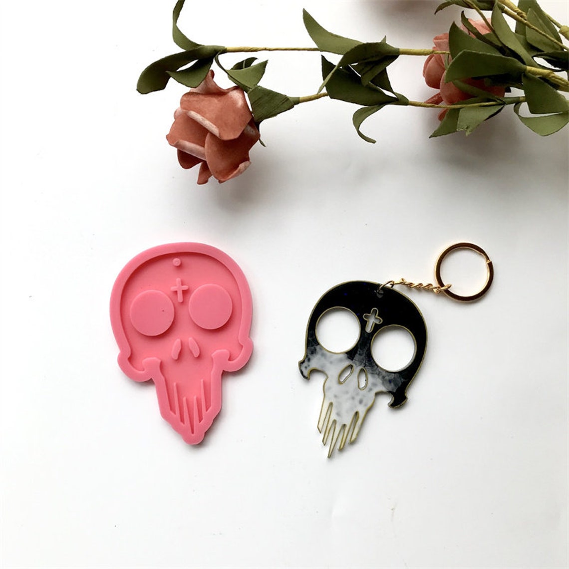 Halloween Skull Keychain Mold Epoxy Resin Mold Resin Craft Etsy