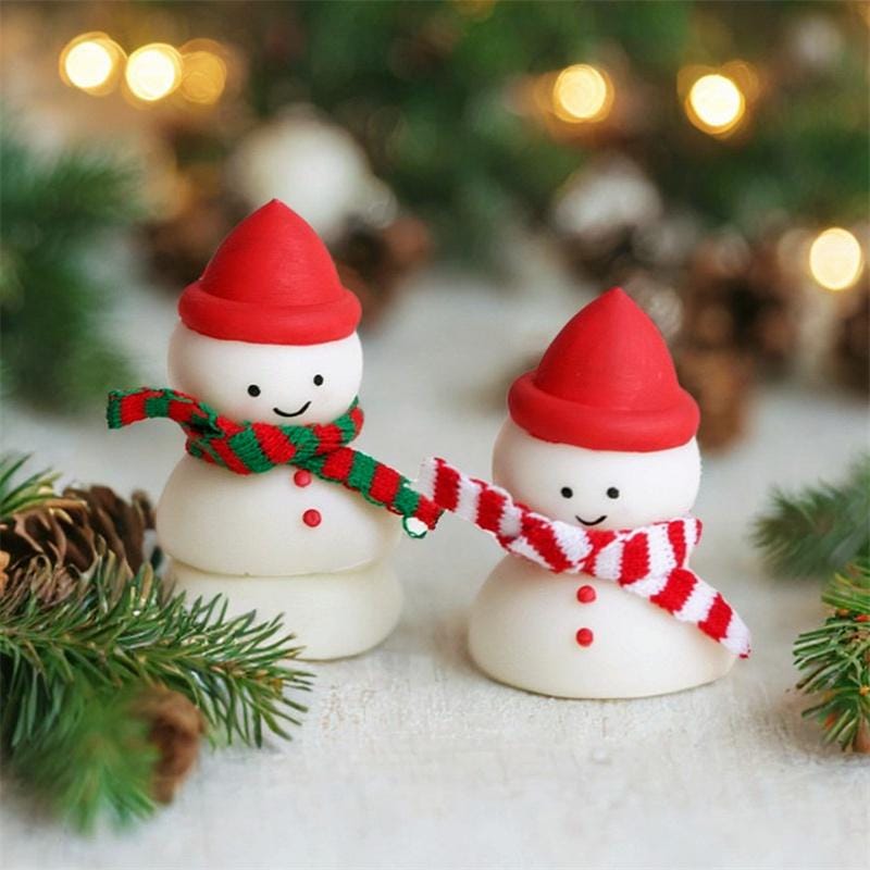 ミニ雪だるまシリコン型、クリスマスかわいい3D雪だるまキャンドル型