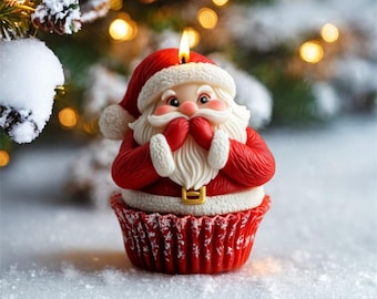 Santa Claus Candle Mold, Cute Christmas Scented Candle Mold, Winter Holiday Silicone Candle Mold