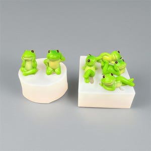 3D miniatyr groda figur silikonform, söt hartsgrodaform gipsform Raysin form ljusform, smyckestillverkningsform, gör-det-själv trädgårdsdekor
