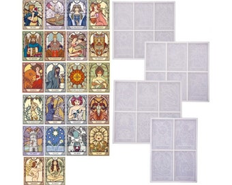 Stor tarotkortform, 22-delad tarotlek silikonform, epoxihartsform