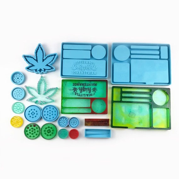 Rolling Tray Molds for Resin, Thrillz Large Silicone Rolling Tray Molds for  Resin with 2 Pack Silicone Resin molds, Weed Leaf Glitter for Epoxy Resin