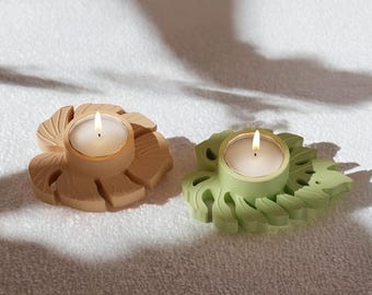Monstera Leaf Concrete Tealight Holder Mold, Leaf Silicone Candle Holder Mold, Plaster Mold, Jesmonite Mold, Epoxy Resin Mold