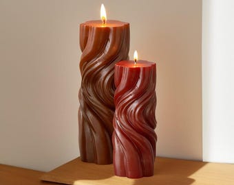 Swirl Candle Mold, Aesthetic Spiral Pillar Candle Mold, Cylinder Candle Mold, Candle Making Mold
